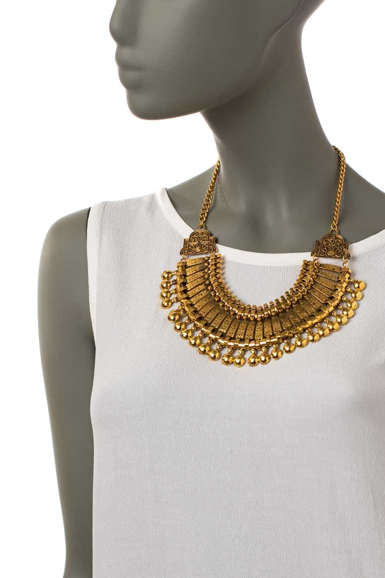   Boho chic, gold metal ethnic style short necklace-awatara