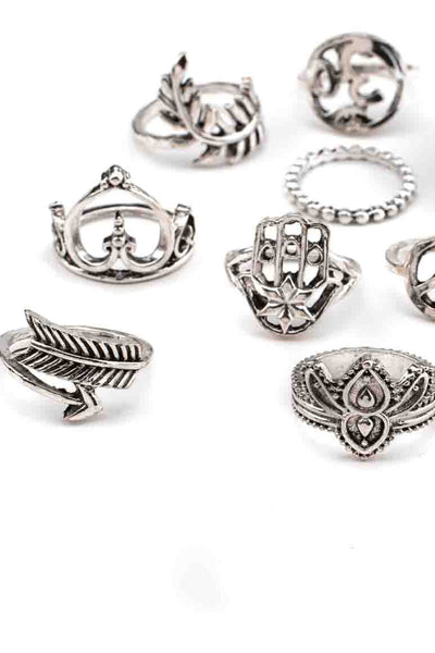 Bohemian style gypsy fashion 11 pieces set of midi  knuckle rings-awatara