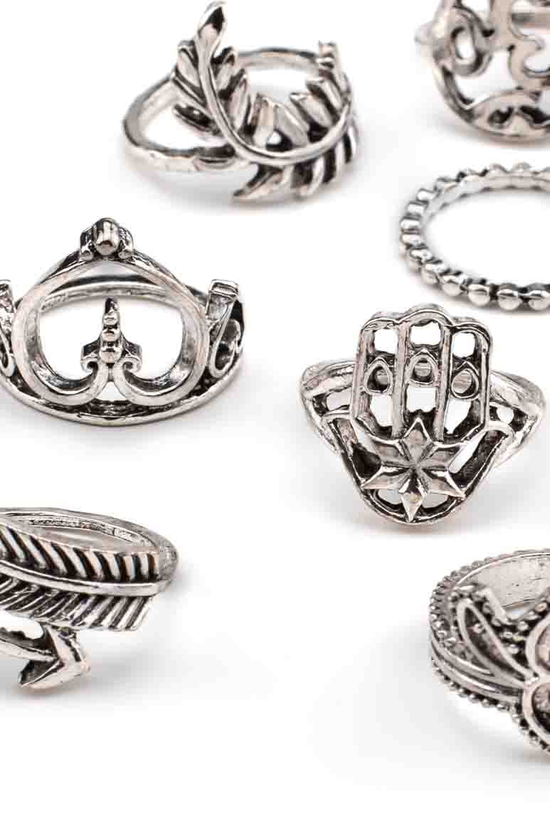 Bohemian style gypsy fashion 11 pieces set of midi  knuckle rings-awatara