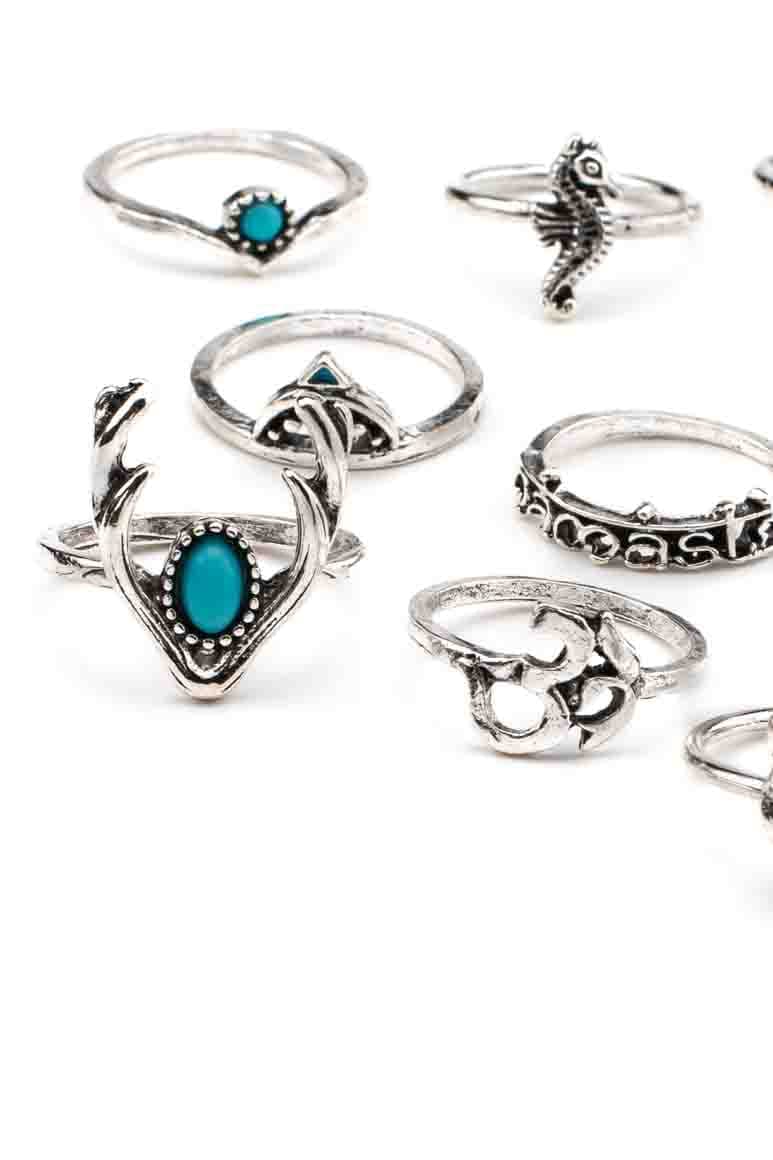 Bohemian style gypsy fashion 12 pieces set of midi  knuckle rings-awatara