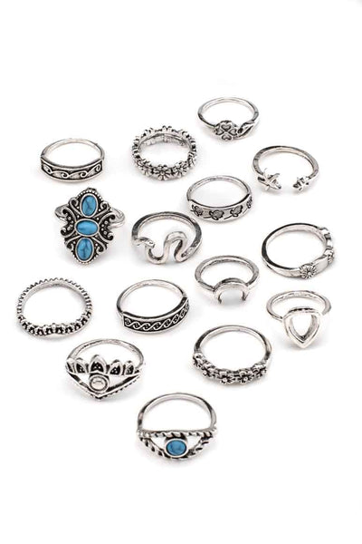 Bohemian style gypsy fashion 15 pieces set of midi  knuckle rings-awatara