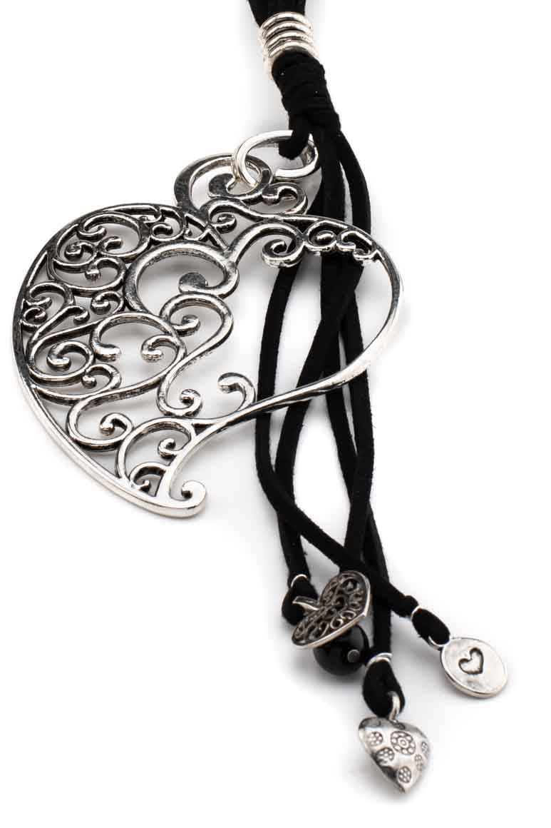 Boho curved heart shape pendant necklace
