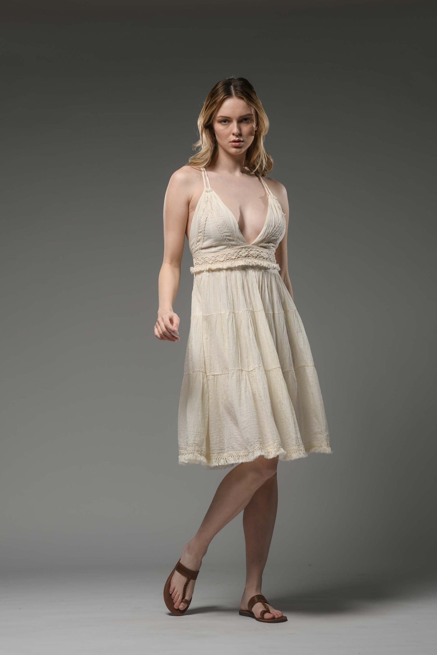 Cotton Halter Mini Dress | Boho Chic White Collection awatara Cotton Halter Mini Dress | Boho Chic White Collection awatara