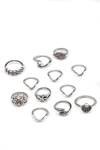 bohemian sic 12 midi knuckle rings  set-awatara