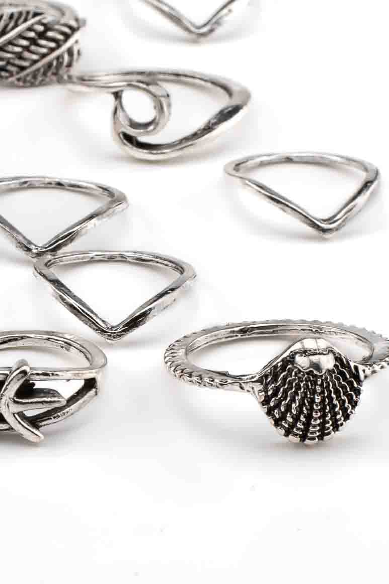 bohemian sic 12 midi knuckle rings  set-awatara