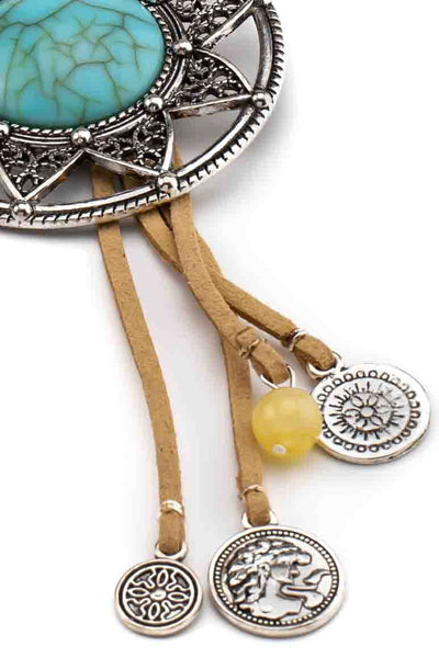 Boho Sun motif turquoise stone pendant necklace-awatara