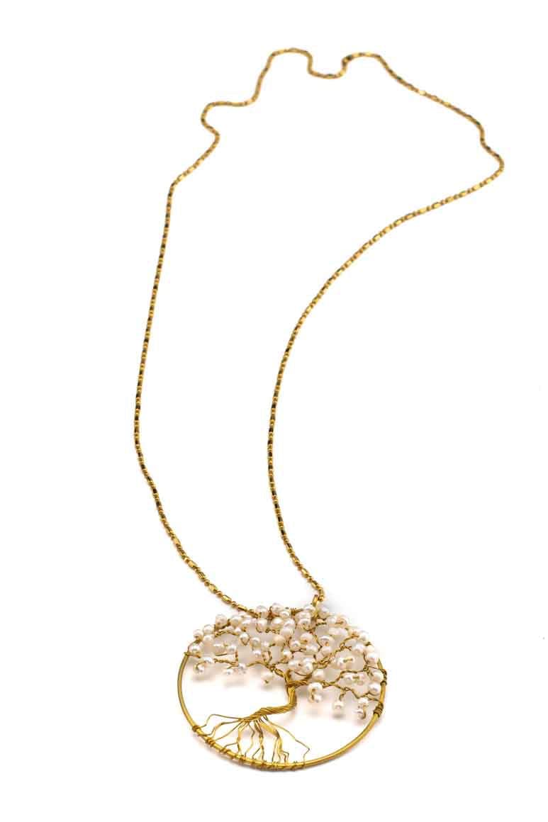 Tree of life pendant handmade pearl necklace - awatara