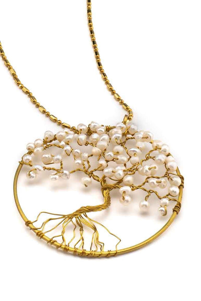 Tree of life pendant handmade pearl necklace - awatara