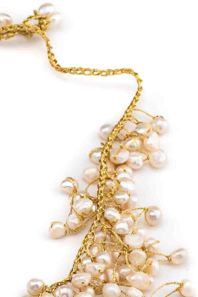 Elegant Hand knitted pearl short necklace-awatara