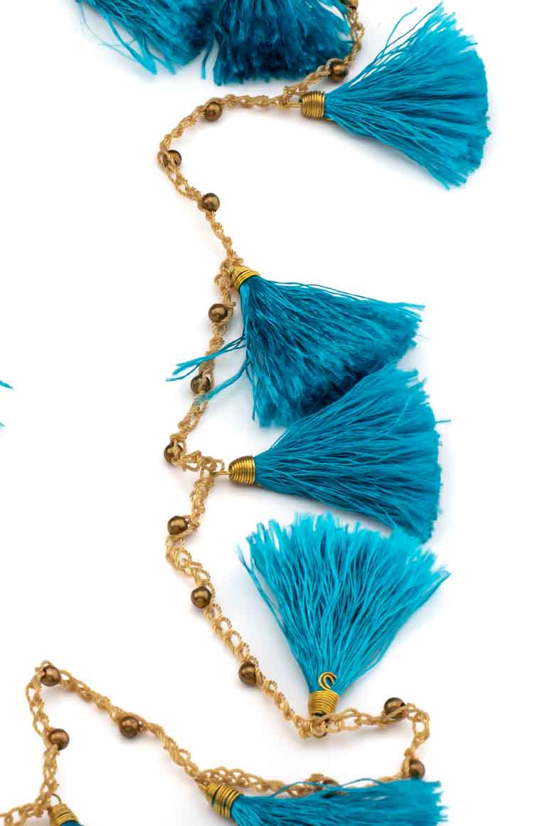 Handmade turquoise tassel long necklace-awatara