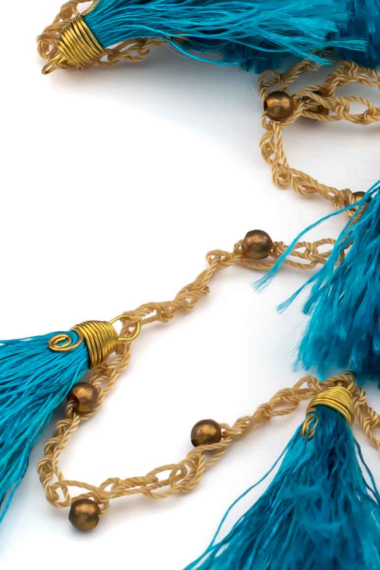 Handmade turquoise tassel long necklace-awatara