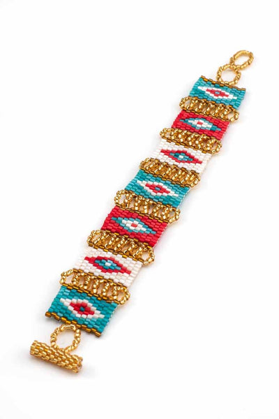 handmade glass beads native design red and turquoise-awatara