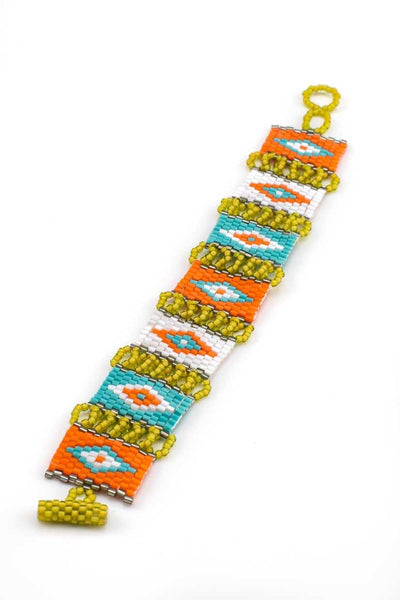 handmade glass beads native design orange and turquoise-awatara