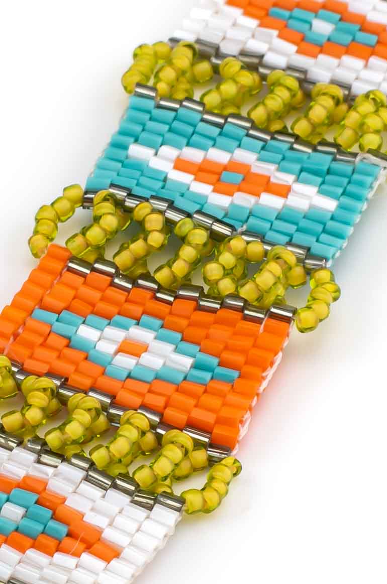 handmade glass beads native design orange and turquoise-awatara