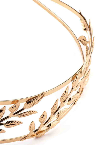 Gold metal leaf headband hairband-awatara