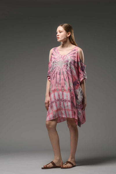 Pink Tie Dye Short Kaftan