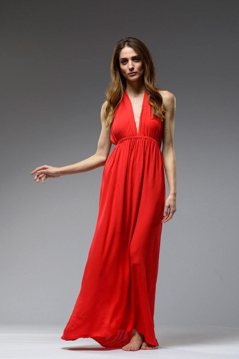 Infinity red full length skirt multi way wrap long dress