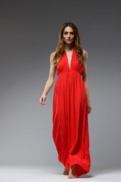 Infinity red full length skirt multi way wrap long dress