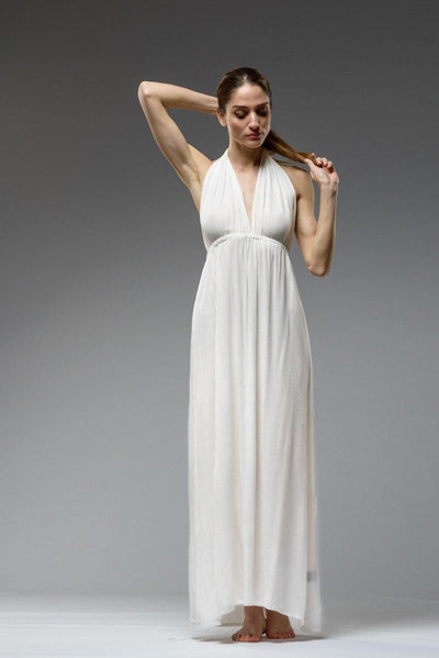 Infinity white full length skirt multi wrap greek goddess maxi dress