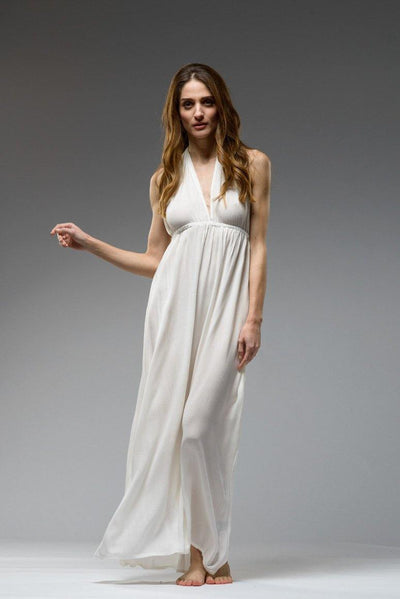 Infinity white full length skirt multi wrap greek goddess maxi dress