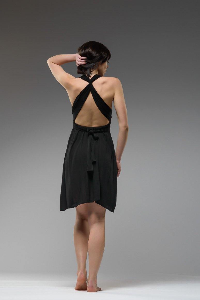 Infinity black multi way wrap short dress