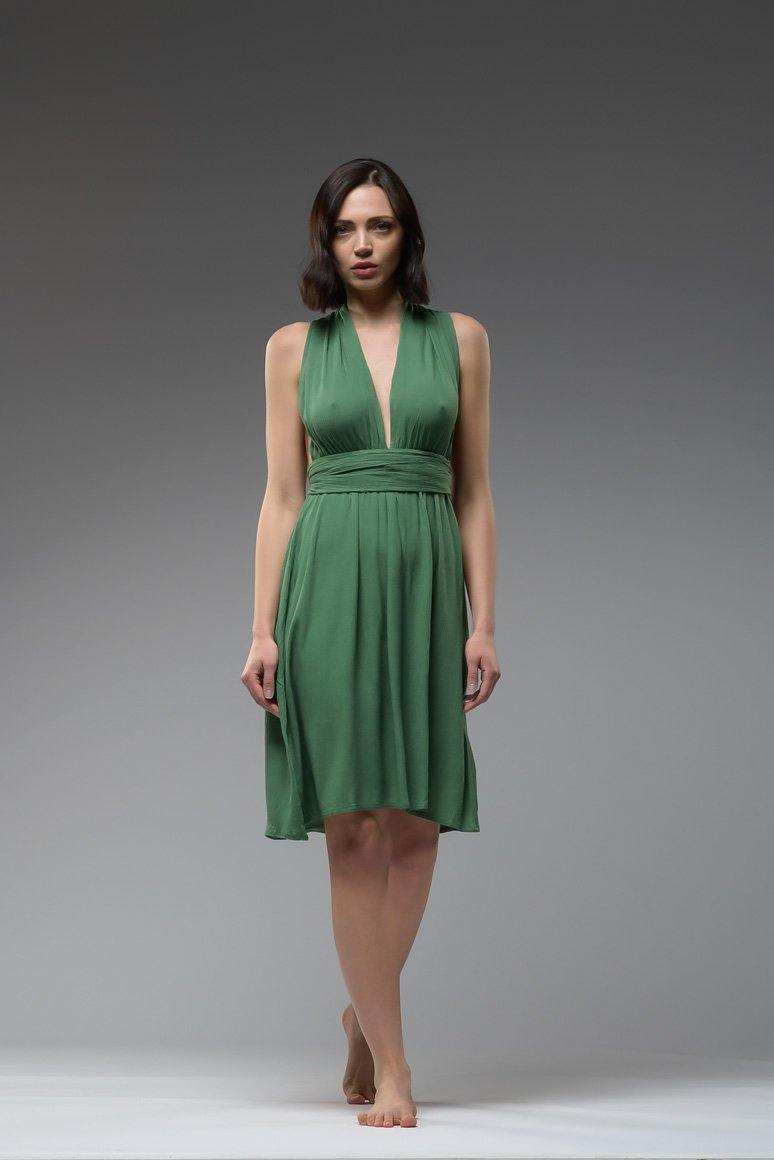 Infinity green multi way wrap short dress