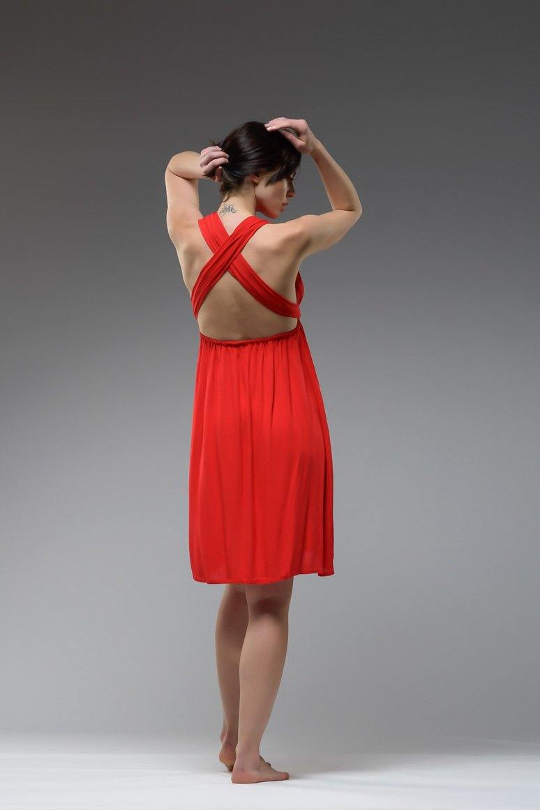 Infinity red multi way wrap short dress