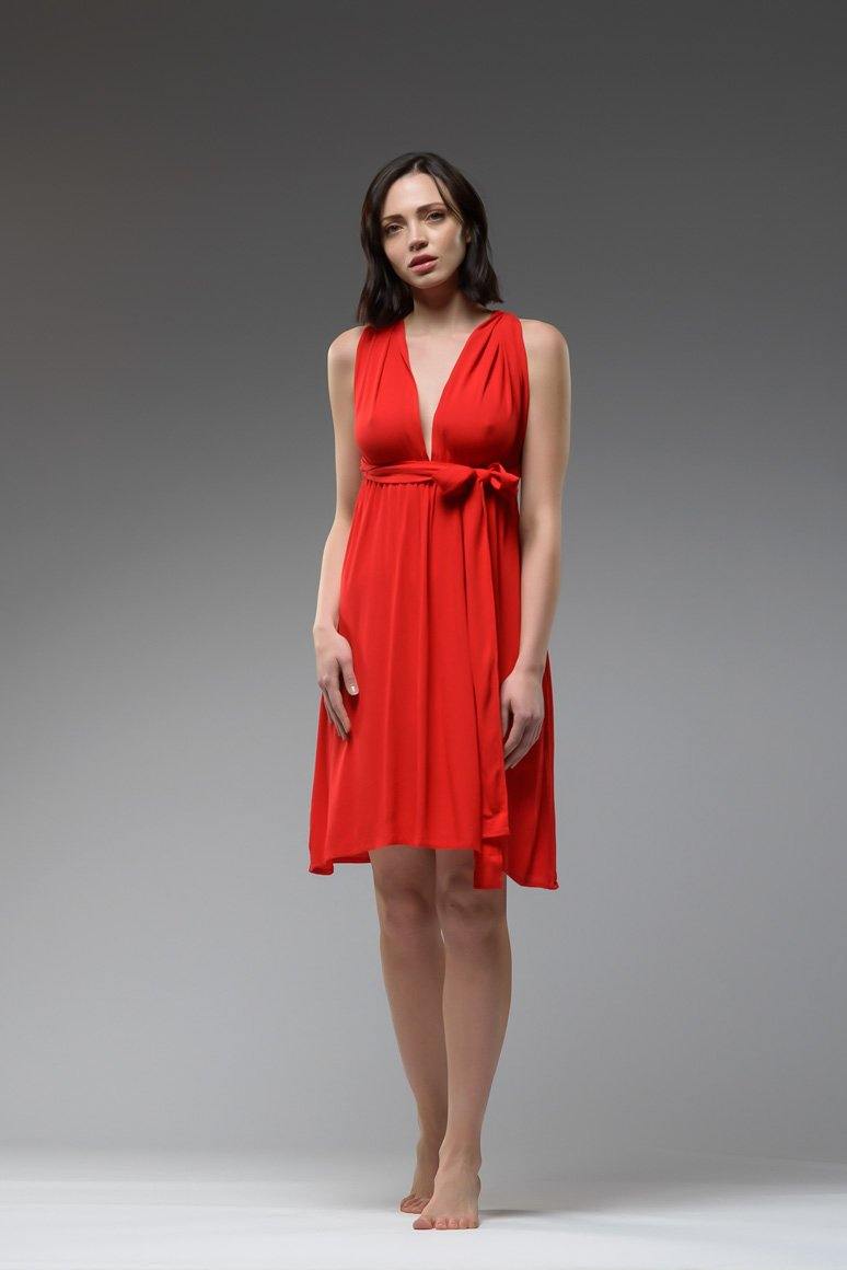 Infinity red multi way wrap short dress