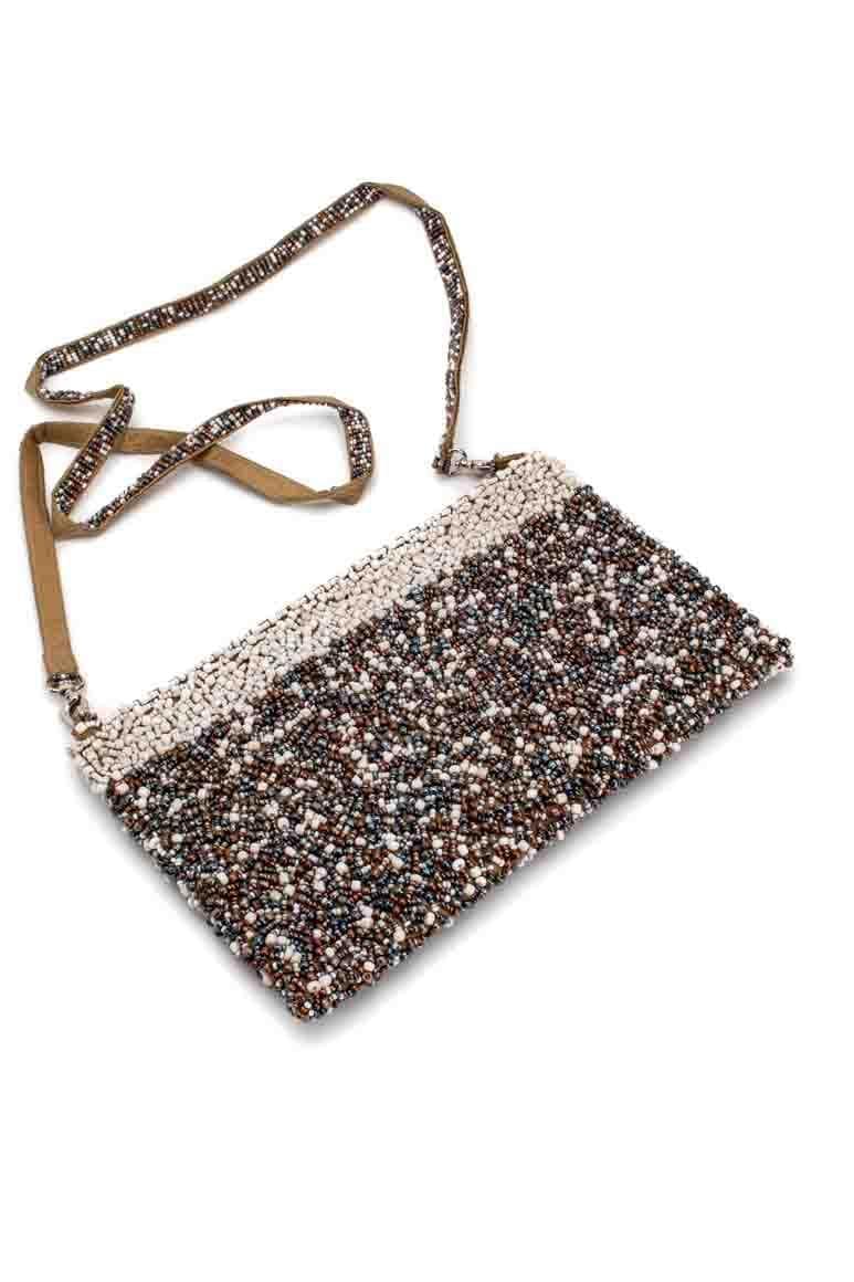 Beaded Shoulder Bag Cream - awatara