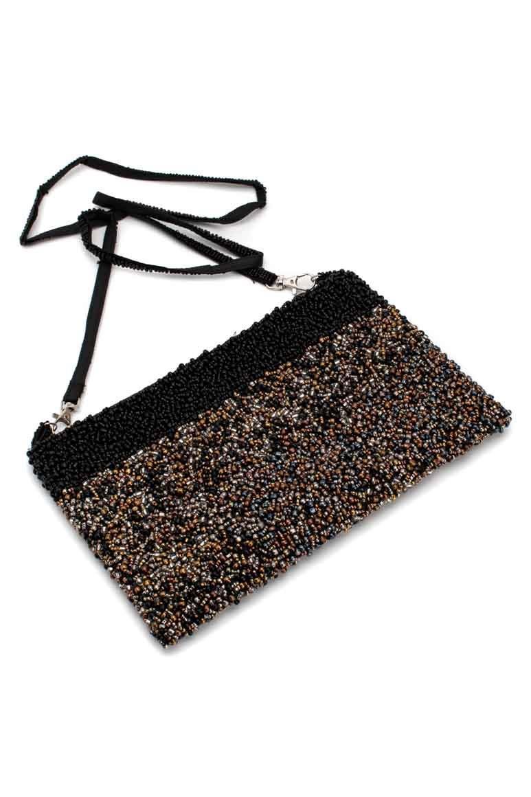 Beaded Shoulder Bag gold black - awatara