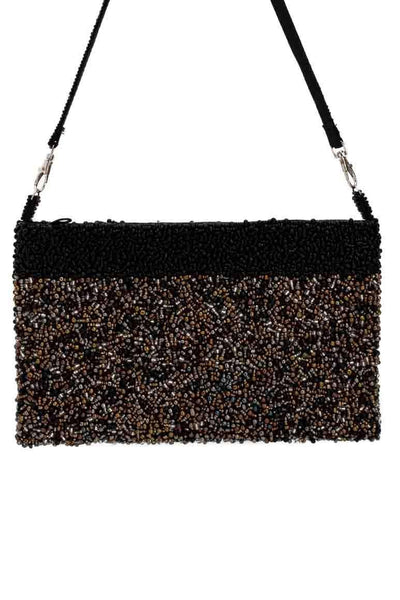 Beaded Shoulder Bag gold black - awatara