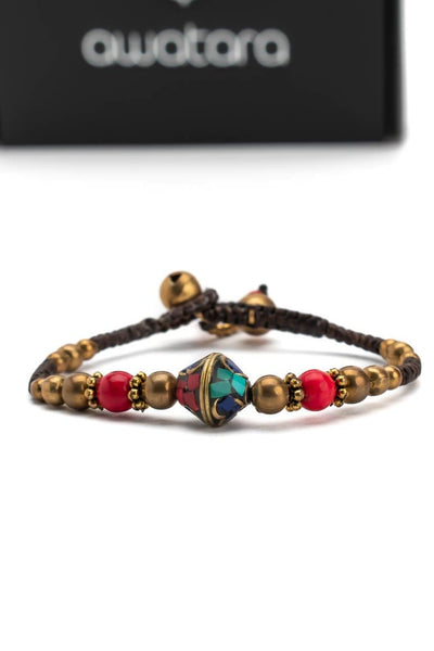 Bohemian bronze beaded bracelet - awatara