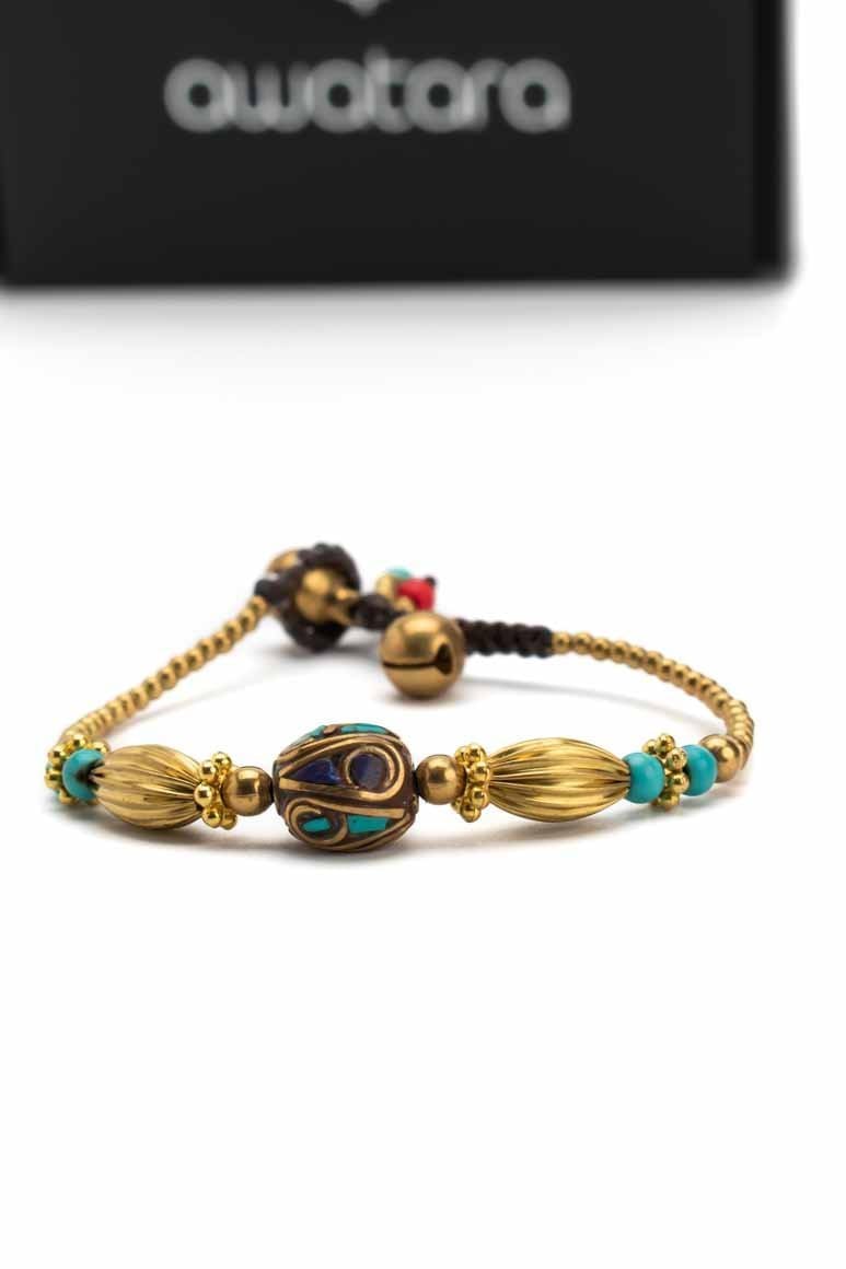 Bohemian bronze beaded bracelet - awatara
