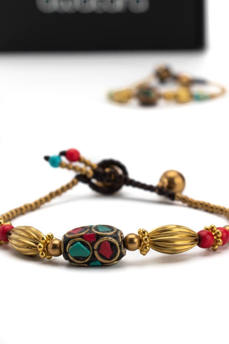 Bohemian bronze beaded bracelet - awatara