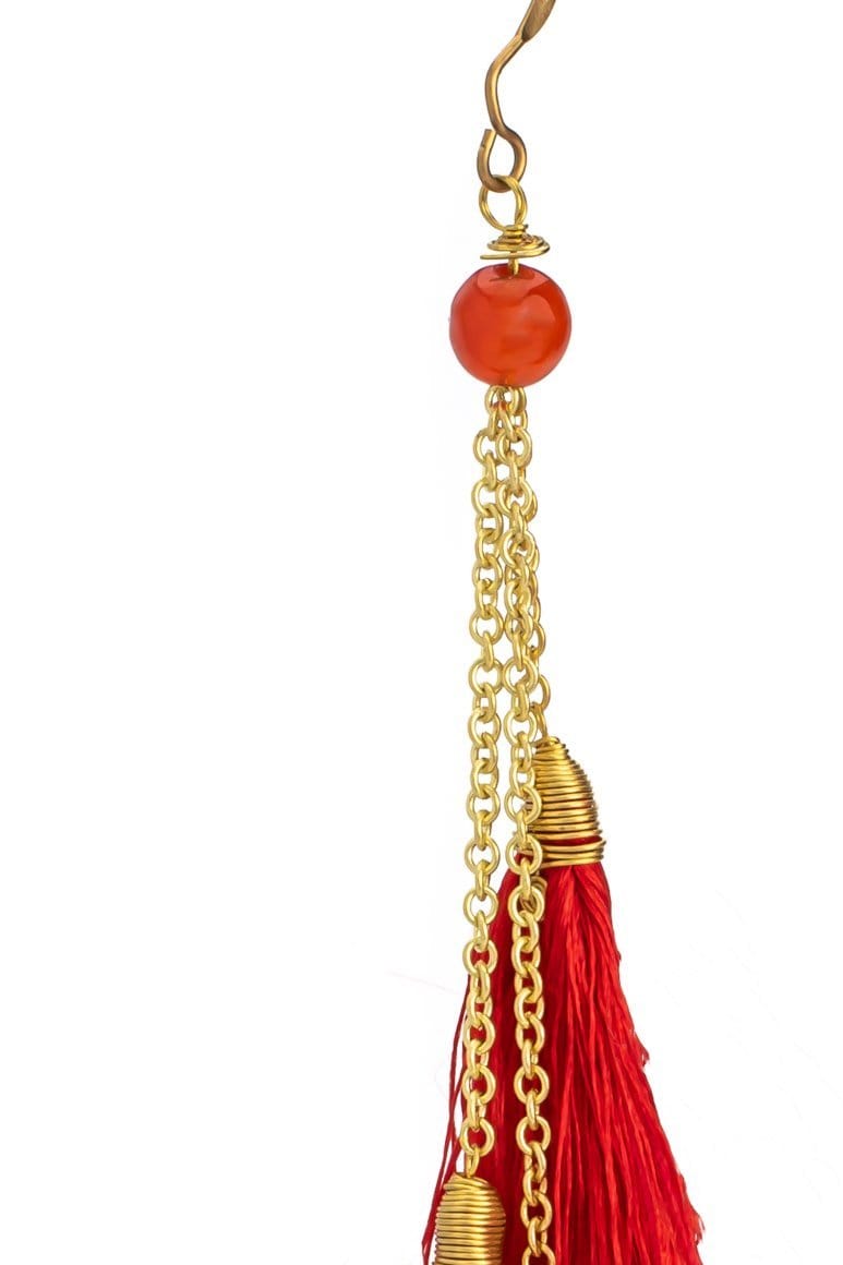 Bohemian RED tassel earrings - awatara