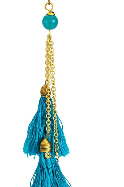 Bohemian turquoise tassel earrings - awatara