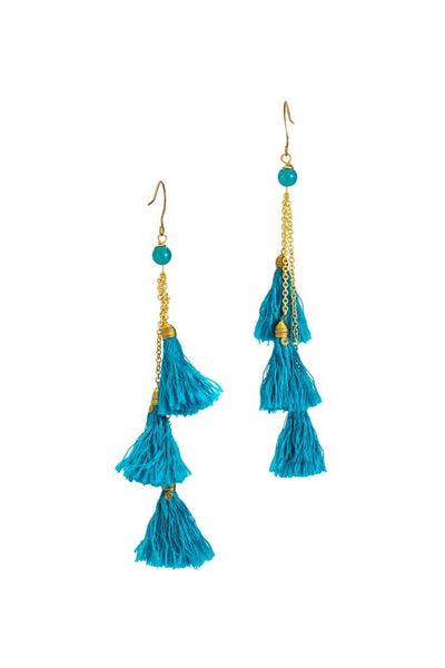 Bohemian turquoise tassel earrings - awatara