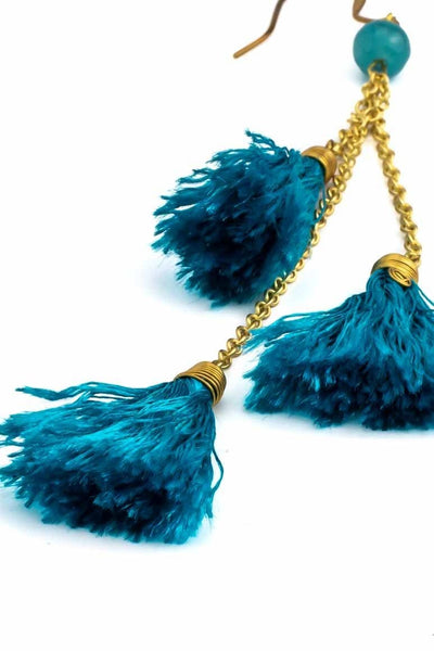 Bohemian turquoise tassel earrings - awatara