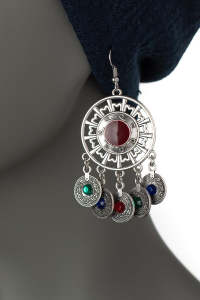 Gypsy Vintage Enamel Coin Earrings