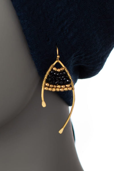 Handcrafted BLACK elegant earrings - awatara