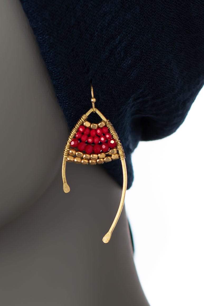 Handcrafted red elegant earrings - awatara
