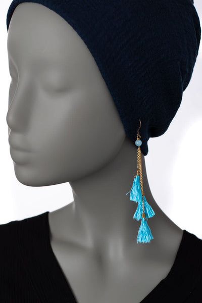 Bohemian turquoise tassel earrings - awatara