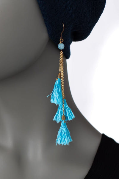 Bohemian turquoise tassel earrings - awatara