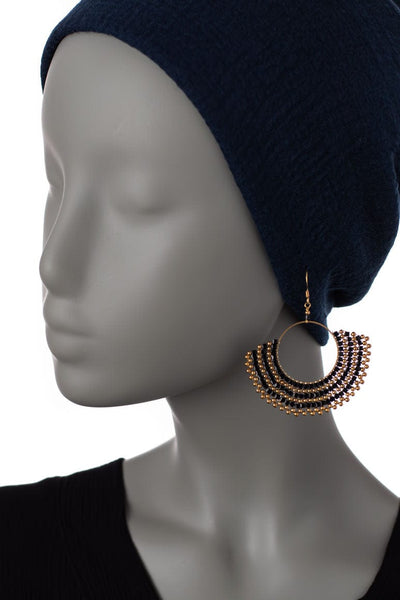 Bohemian handmade fan shape  beaded earrings