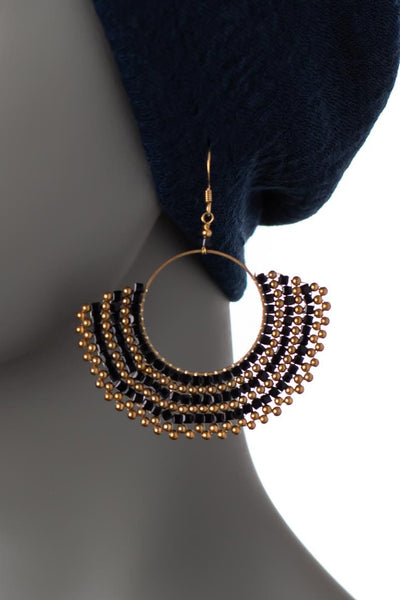 Bohemian handmade fan shape  beaded earrings