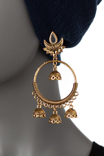 Bohemian ethnic style earrings gold - awatara