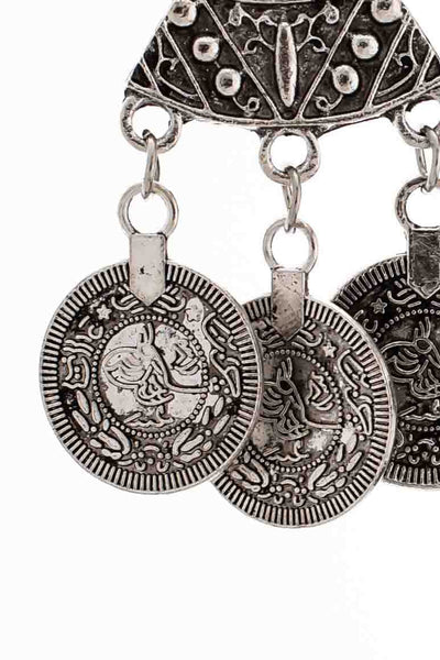 Bohemian coin earrings detail