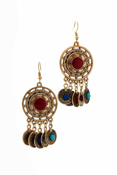 Gypsy Vintage Enamel Coin Earrings