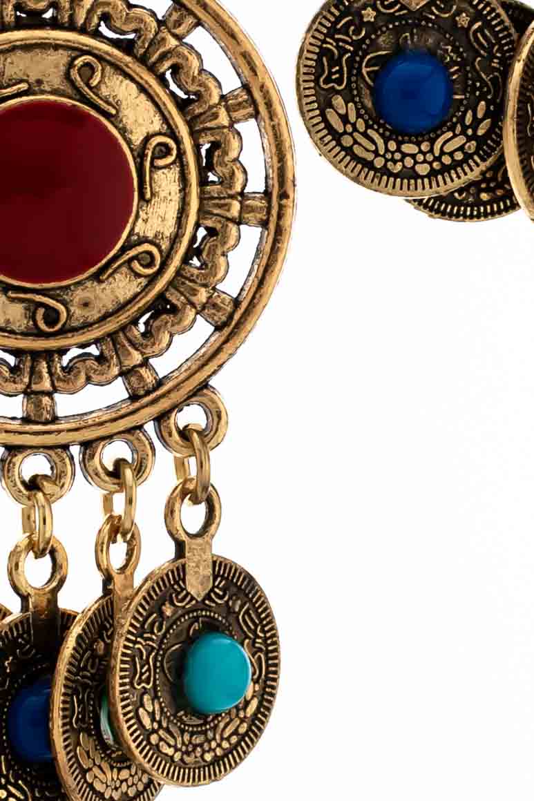 Gypsy Vintage Enamel Coin Earrings