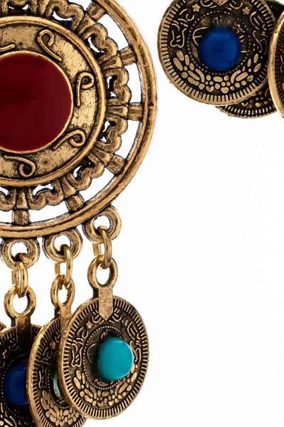 Gypsy Vintage Enamel Coin Earrings